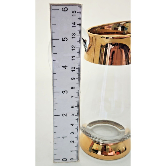 CREAMER PITCHER-Small Vase-Clear-Gold Trim-Unique-Table or Decor - Picture 6 of 6